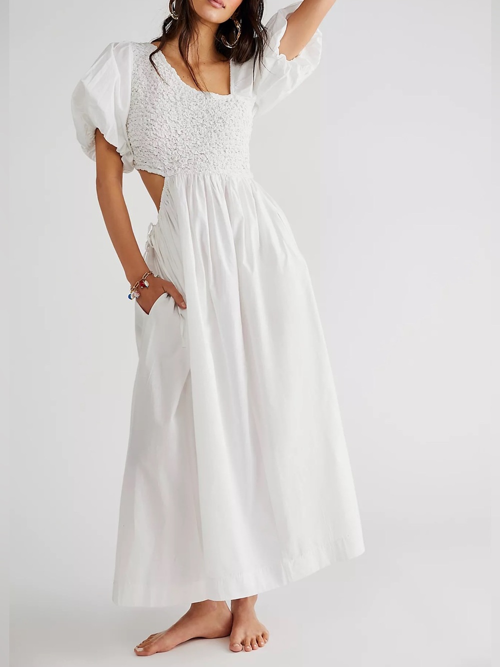 Free People Kalina Midi Dress in Ivory - Size XS